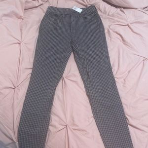 Never worn with tag! Checkered print jean material pants